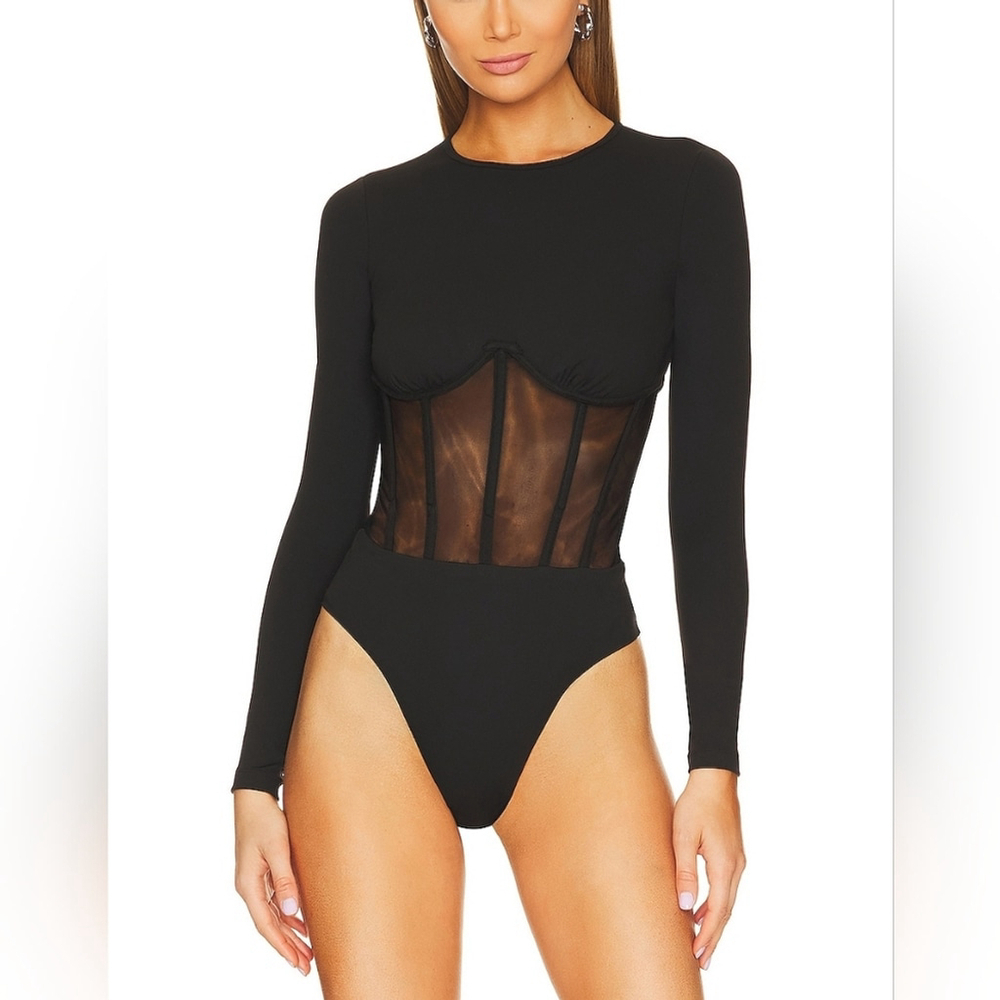 NWT $325 CAMI NYC Zoma Bodysuit Black Size 12 Revolve